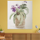Paarse Cape Primrose Waterverf Canvas afdrukken (Insitu (Woonkamer))