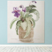 Paarse Cape Primrose Waterverf Canvas afdrukken (Insitu (Houten vloer))
