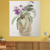 Paarse Cape Primrose Waterverf Canvas afdrukken (Insitu (Woonkamer))
