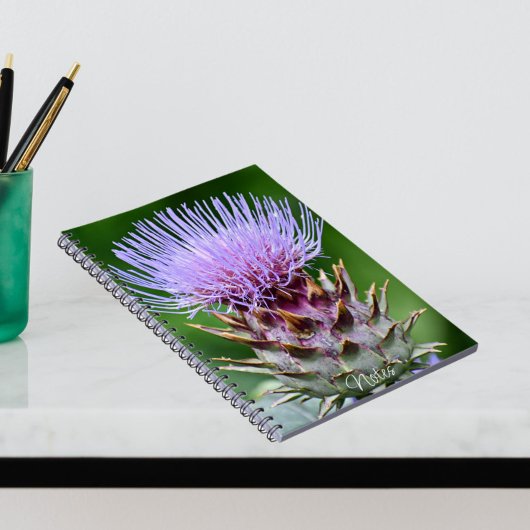 Paarse Cardoon Distel Bloem Notitieboek