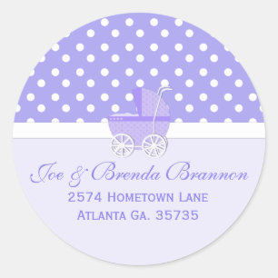 Paarse Carriage en Polka Dots Adres Stickers