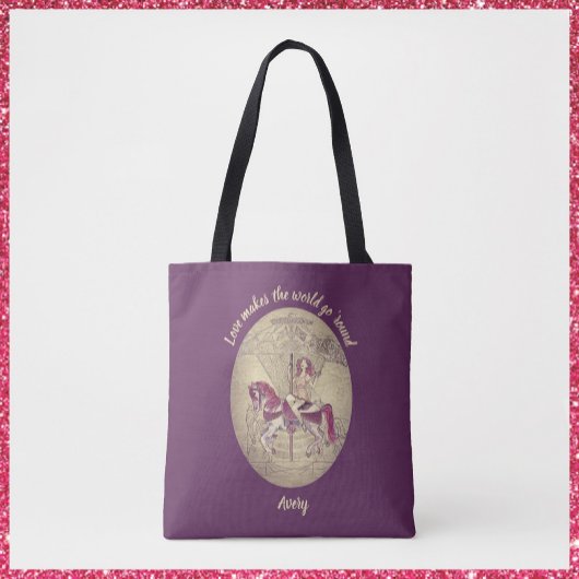  Paarse Carrousel Merry Go Round Tote Bag