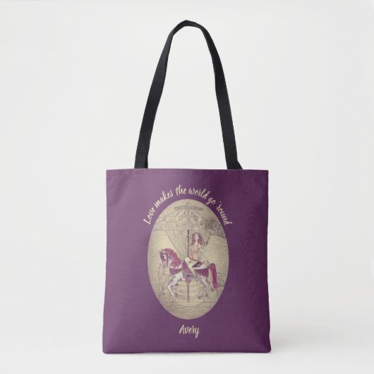  Paarse Carrousel Merry Go Round Tote Bag (Voorkant)