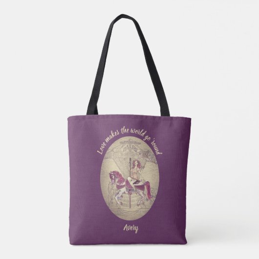 Paarse Carrousel Merry Go Round Tote Bag (Achterkant)
