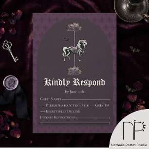 Paarse Carrousel Skelet Paard RSVP Kaartje