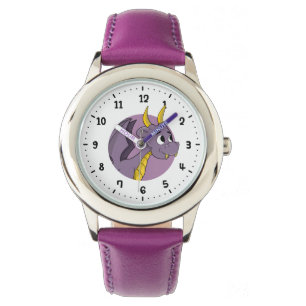 Paarse cartoon dragon horloge