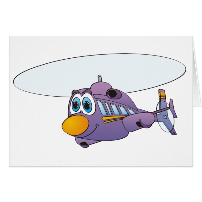 Paarse Cartoon helikopter (Voorkant Horizontaal)