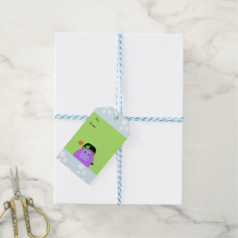 Paarse Cartoon Nijlpaard Cadeaulabel