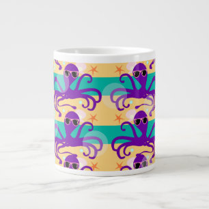 Paarse Cartoon Octopus Underwater Fun Design Grote Koffiekop
