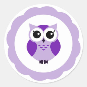 Paarse cartoon ronde sticker