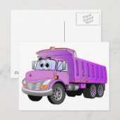 Paarse Cartoon van de vuilniswagen Briefkaart (Voorkant / Achterkant)