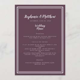 Paarse cassis Wedding Menu Simple Framed Chic