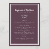 Paarse cassis Wedding Menu Simple Framed Chic (Voorkant)