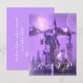 Paarse Castle Wedding RSVP Kaart (Voorkant / Achterkant)