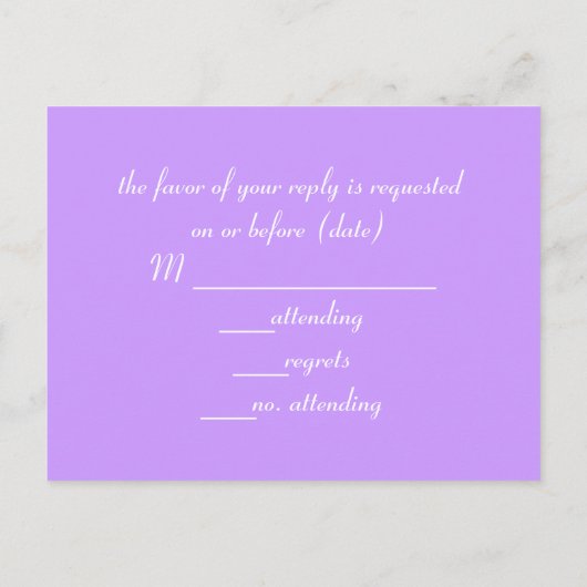  Paarse Castle Wedding RSVP Kaart (Achterkant)