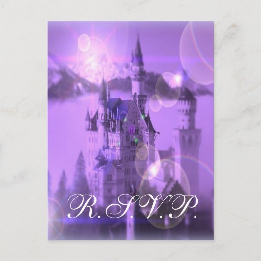 Paarse Castle Wedding RSVP Kaart (Voorkant)