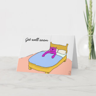 Paarse Cat Get Well Soon-kaart Kaart