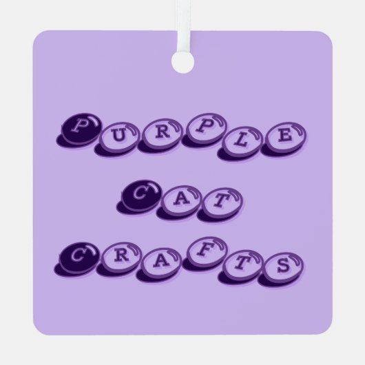 Paarse Cat Stijlvol Metalen Ornament (Achterkant)