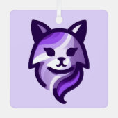 Paarse Cat Stijlvol Metalen Ornament (Voorkant)