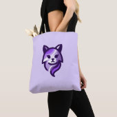 Paarse Cat Stijlvol Tote Bag (Dichtbij)