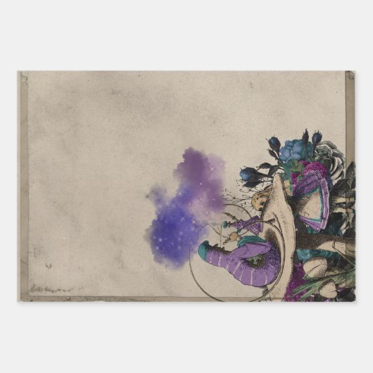 Paarse Caterstone Alice in Wonderland ontkoppeling Inpakpapier Vel (Voorkant 2)