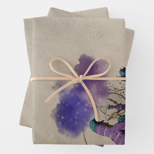 Paarse Caterstone Alice in Wonderland ontkoppeling Inpakpapier Vel (In situ)