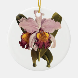 Paarse Cattleya Orchid, Tropische bloemen Keramisch Ornament