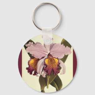  Paarse Cattleya Orchid, Tropische bloemen Sleutelhanger