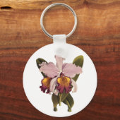  Paarse Cattleya Orchid, Tropische bloemen Sleutelhanger (Voorkant)