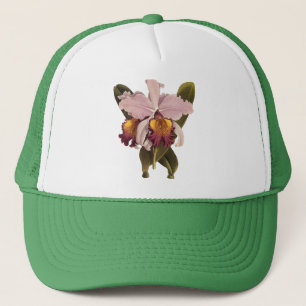  Paarse Cattleya Orchid, Tropische bloemen Trucker Pet