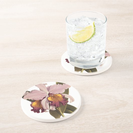  Paarse Cattleya Orchid, Tropische bloemen Zandsteen Onderzetter (Zijkant)