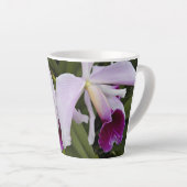 Paarse Cattleya Orchids Floral Latte Mok (Rechterhoek)
