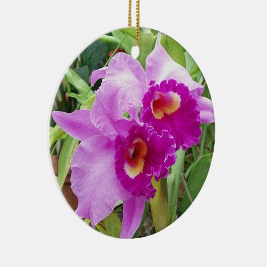 Paarse Cattleya Orchids Keramisch Ornament (Rechts)
