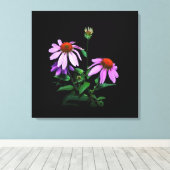 Paarse cefloer op zwart canvas afdruk (Insitu (Houten vloer))