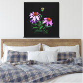 Paarse cefloer op zwart canvas afdruk (Insitu (Slaapkamer))