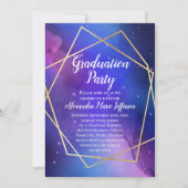 Paarse Celestial Geometric Gold Graduation Party Kaart (Voorkant)