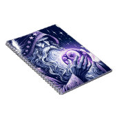Paarse Celestial Space Gazing Crystal Ball Wizard Notitieboek (Rechterzijde)