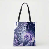 Paarse Celestial Space Gazing Crystal Ball Wizard Tote Bag (Voorkant)