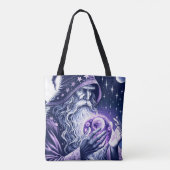 Paarse Celestial Space Gazing Crystal Ball Wizard Tote Bag (Achterkant)