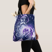 Paarse Celestial Space Gazing Crystal Ball Wizard Tote Bag (Dichtbij)