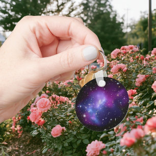 Paarse Celestial Space Photo Blank Sleutelhanger
