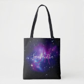 Paarse Celestial Space Photo Monogram Tote Bag (Voorkant)