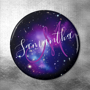 Paarse Celestial Space Photo Monogramed Magneet