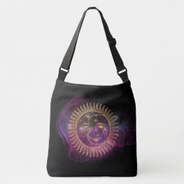 Paarse Celestial Sun en Moon Crossbody Tas