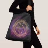 Paarse Celestial Sun en Moon Crossbody Tas (Dichtbij)