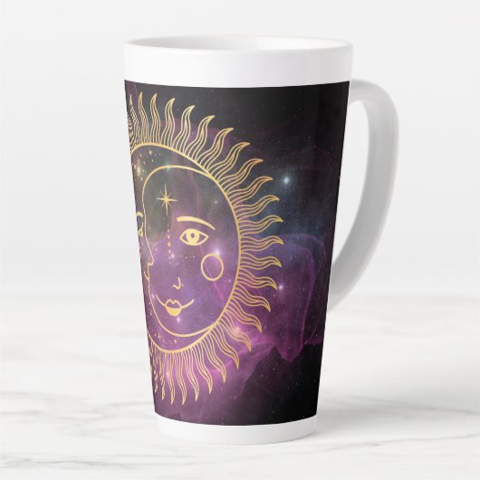 Paarse Celestial Sun en Moon Latte Mok (Rechterhoek)