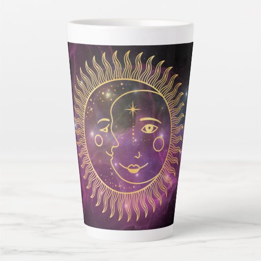 Paarse Celestial Sun en Moon Latte Mok (Voorkant)