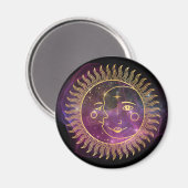Paarse Celestial Sun en Moon Magneet (Voorkant / Achterkant)
