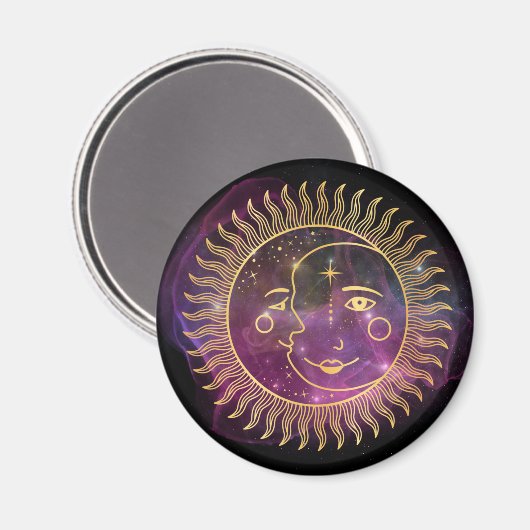 Paarse Celestial Sun en Moon Magneet (Voorkant / Achterkant)