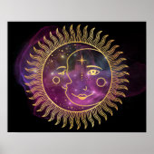 Paarse Celestial Sun en Moon Poster (Voorkant)